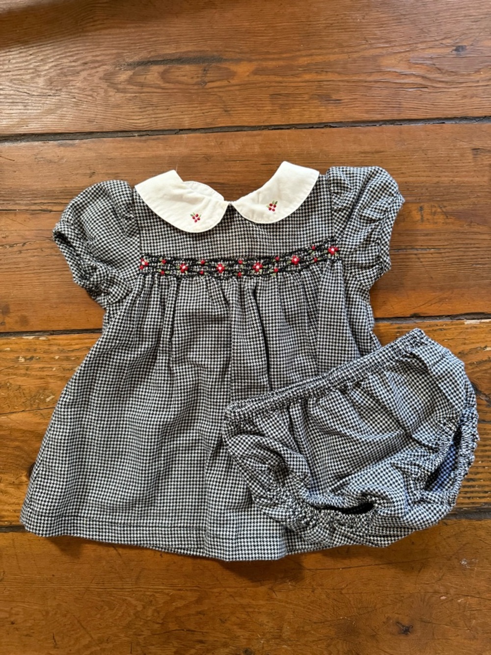 VTG Gymboree Black & White Gingham Babydoll Dress with Matching Bloomers